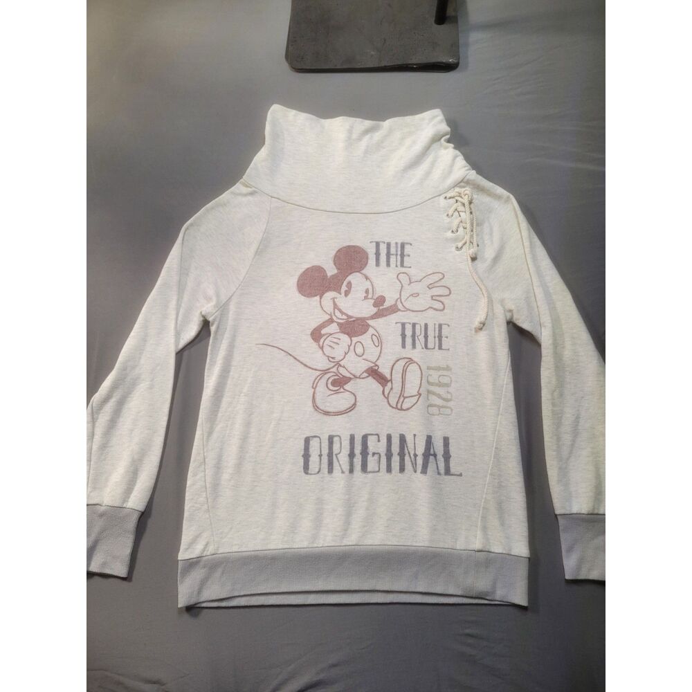 Disney Parks Mickey Mouse The True Original Cowl Neck Lace Up Sweatshirt M